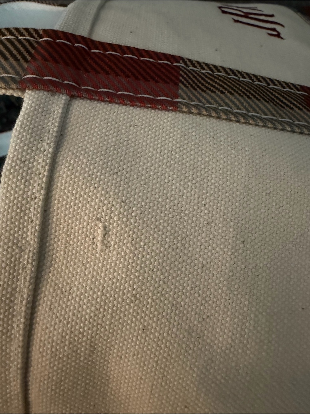 L.L. Bean Medium Plaid Boat & Tote in Cream, Red, Tan & Gray Apple Cider - Picture 7 of 7